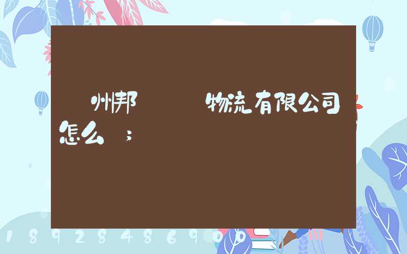 廣州邦勝國際物流有限公司怎么樣
