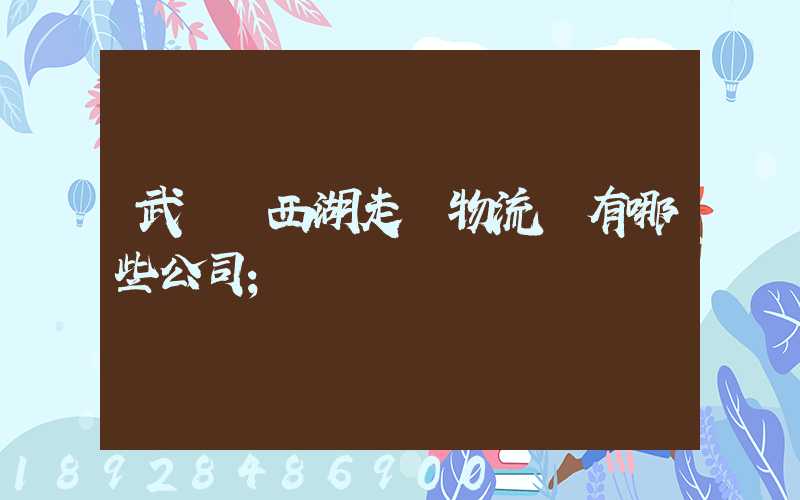 武漢東西湖走馬物流園有哪些公司