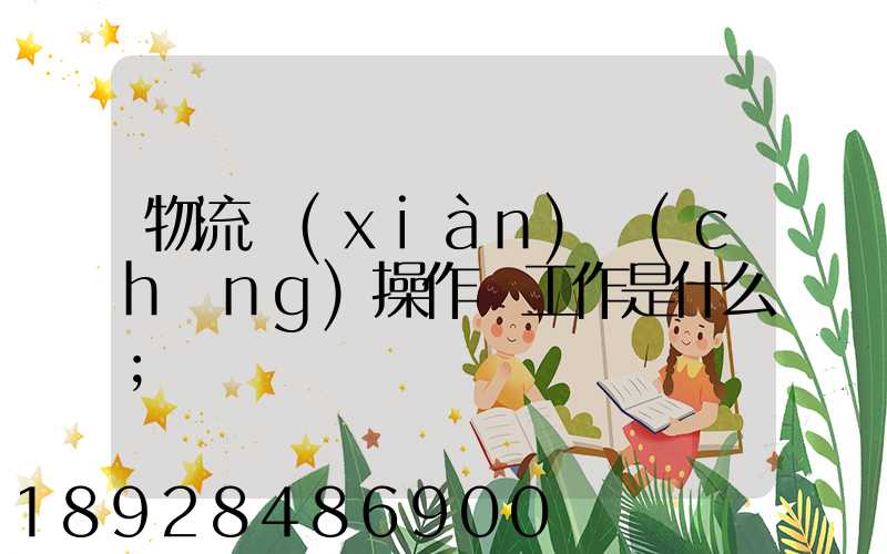 物流現(xiàn)場(chǎng)操作員工作是什么